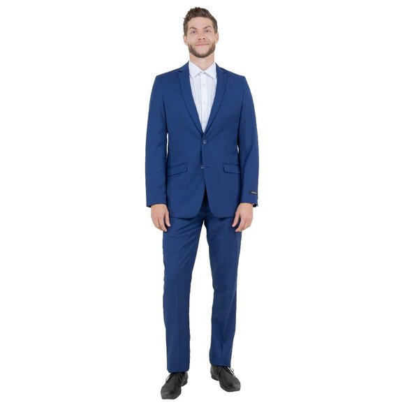 Azzuro's Premium Polyester Slim Fit 2pc Mens Suit, Indigo - Picture 5 of 5